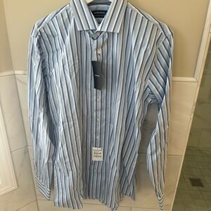 Nordstrom Men's Blue and White Striped Dress Shirt